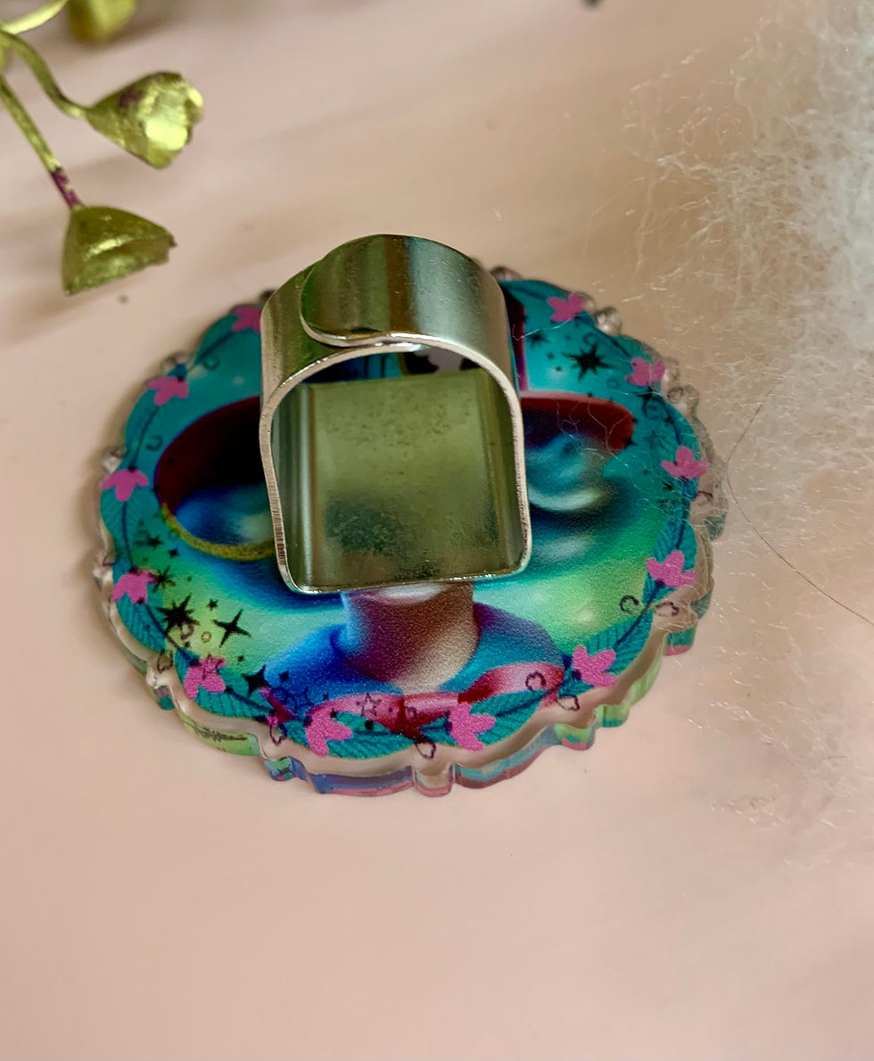 Miniature : Bague acrylique ajustable « La rêveuse » Design exclusif | Ultra légère 