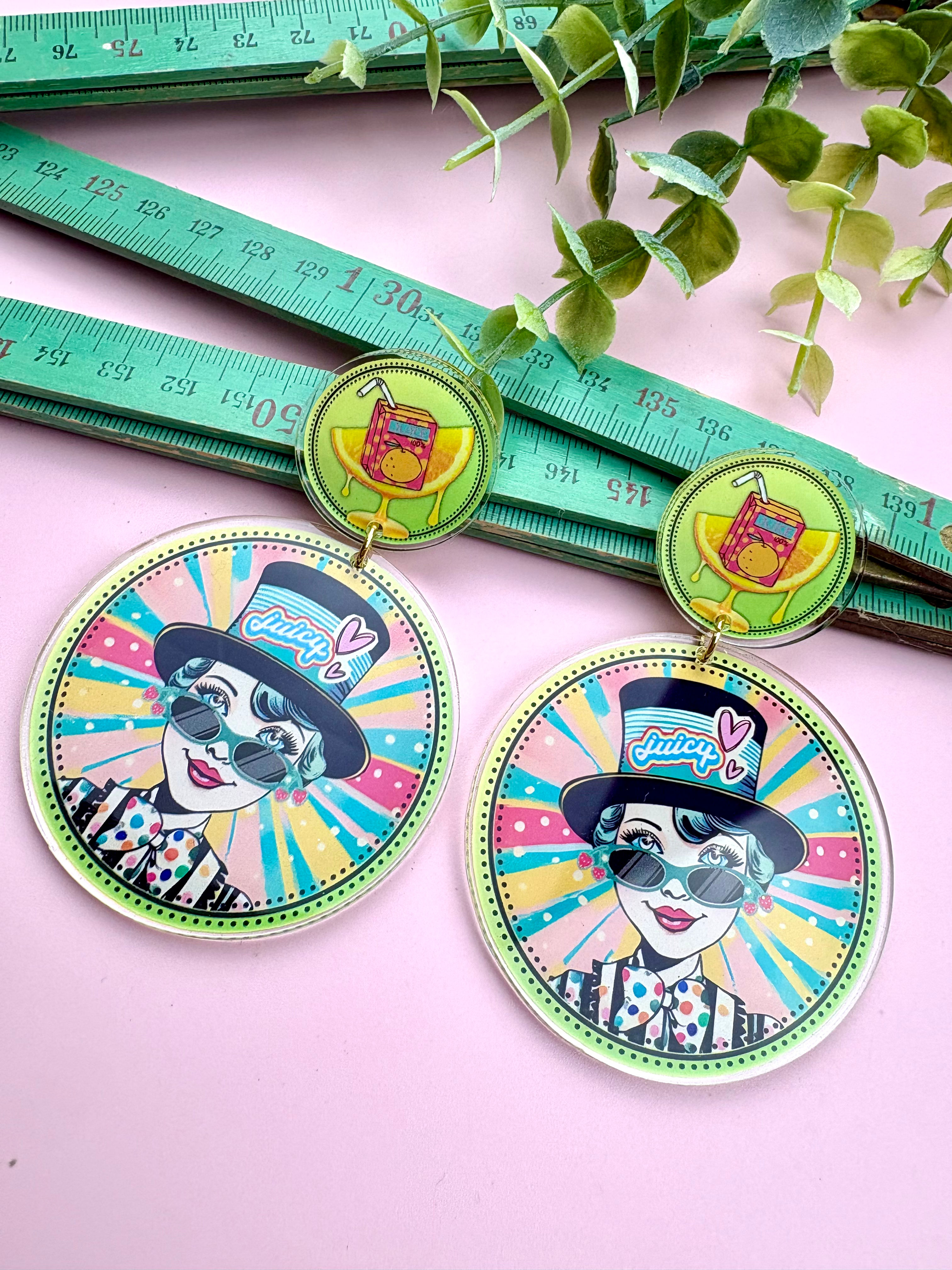 Boucles d’oreilles « Avec la pulpe » – Bijou créateur coloré pop vintage
