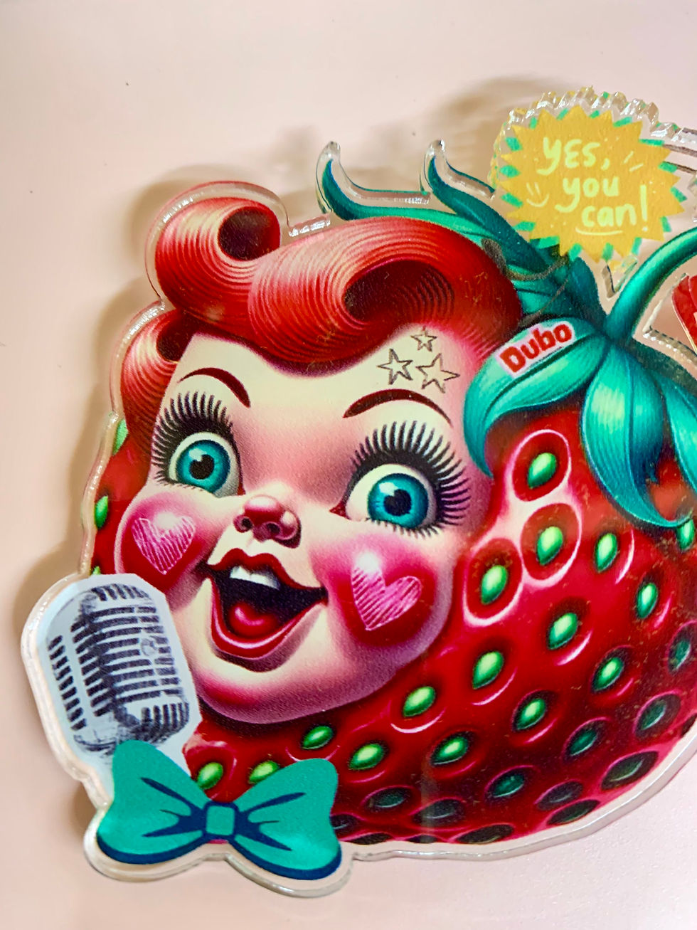 Miniature : Broche acrylique XXL « Fuck le cancer » - kitsch décalé 