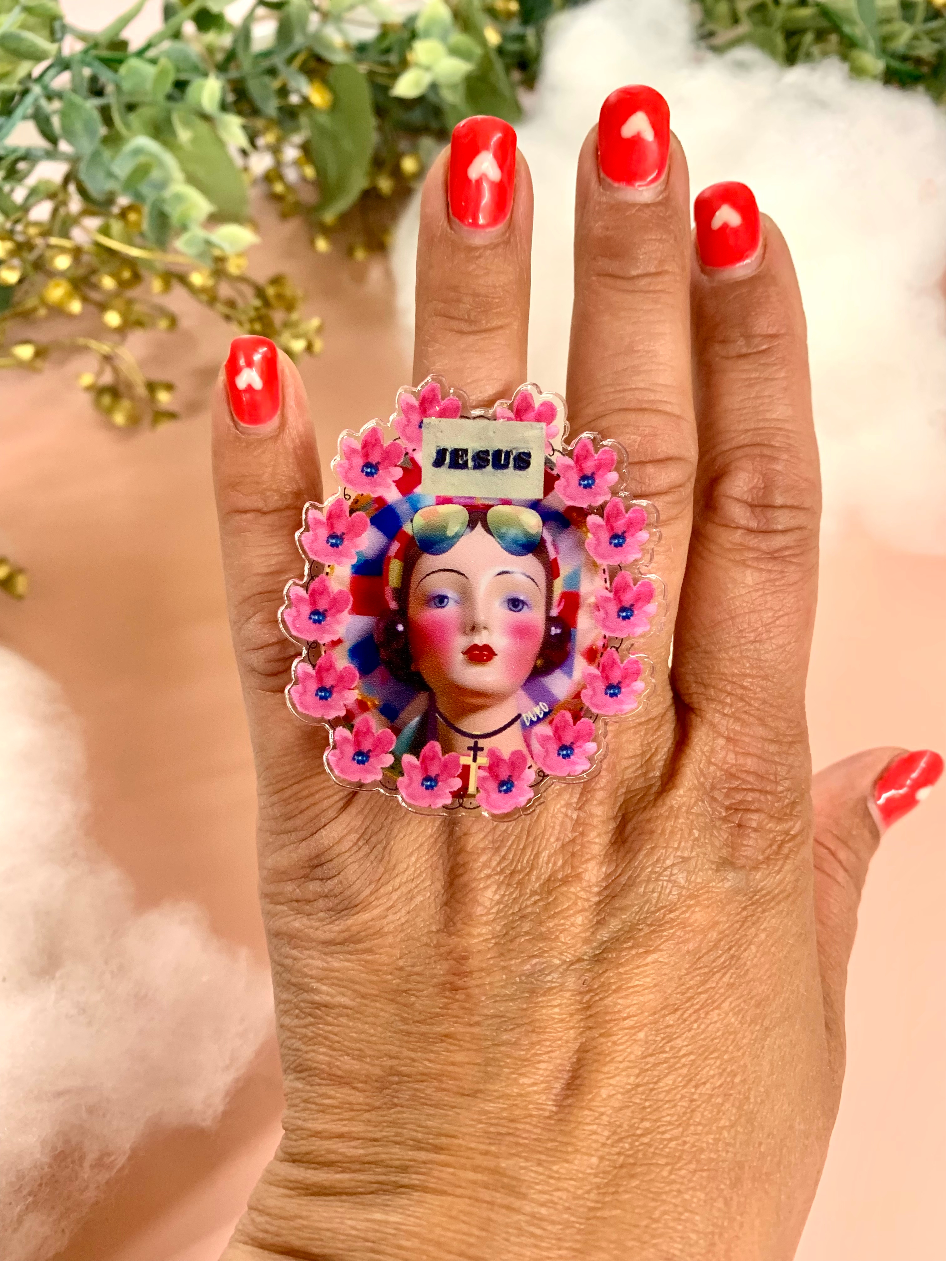 Bague ajustable féerique kitsch AMEN SISTA - légère et décalée 