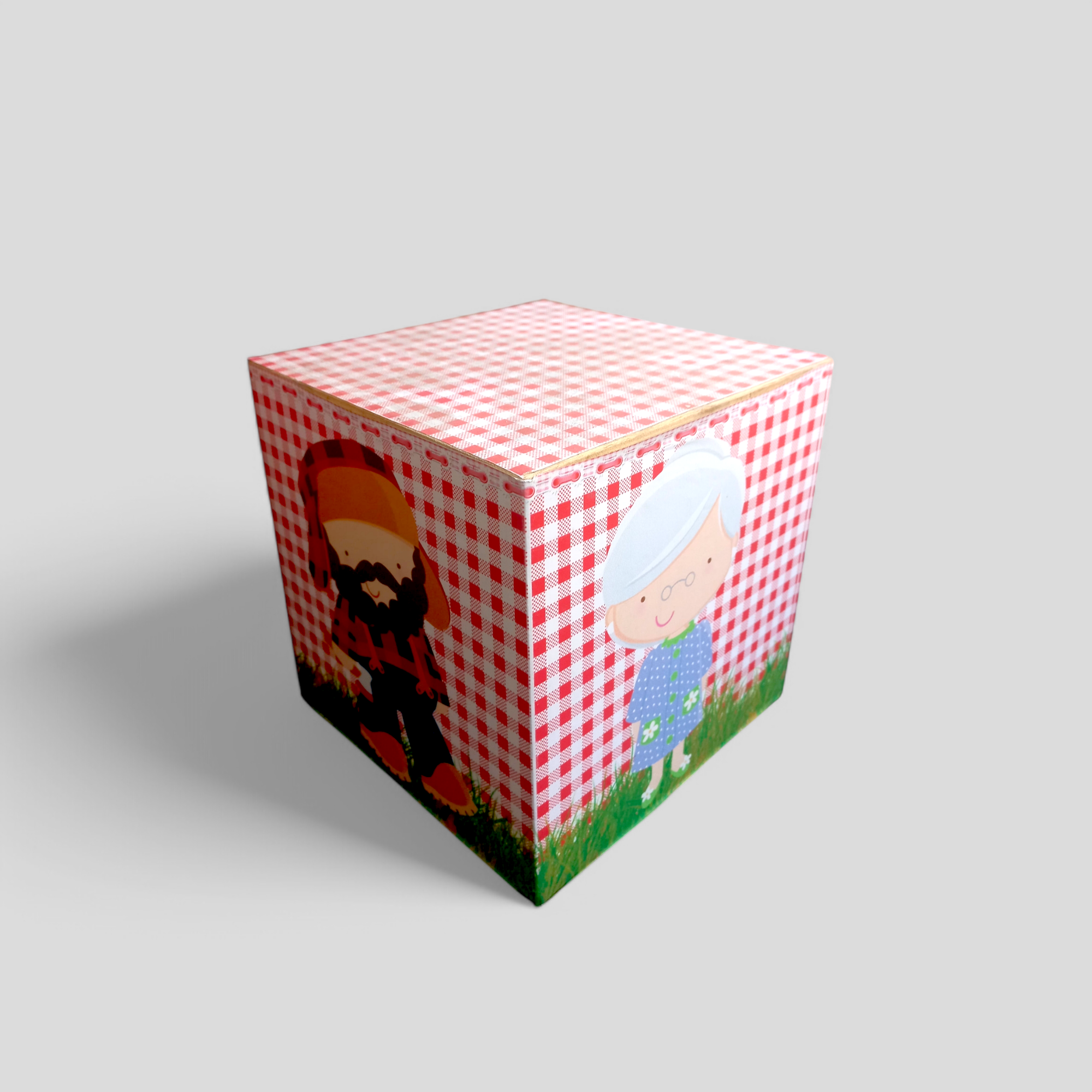 Cubo Personalizado Caçador e Vovó (Chapeuzinho Vermelho) - 20 cm Comprimento