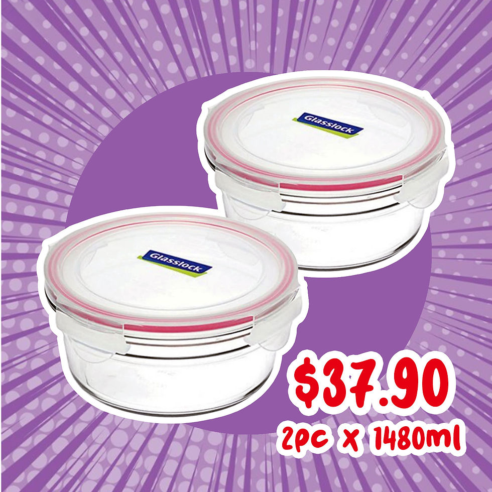 Thumbnail: 28055*2 GLASSLOCK  Oven Safe Tempered Glass 2 x 1480ml Round Container