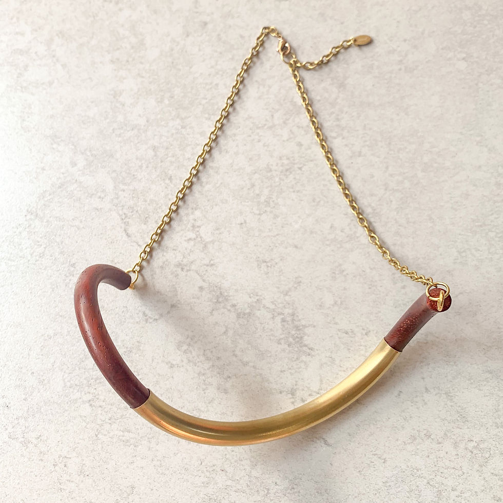 Brass and red wood choker