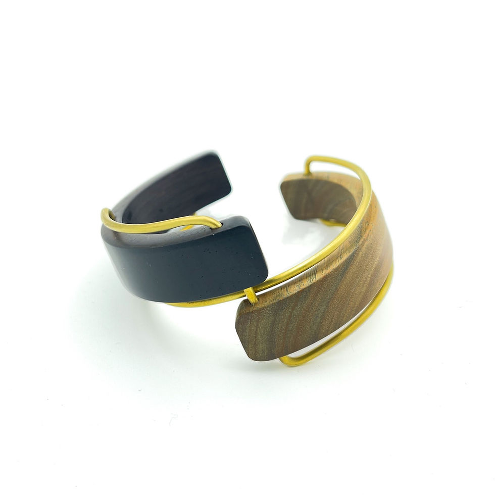 Thumbnail: Wood and brass bangle