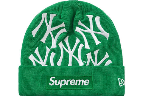 Supreme New York Yankees New Era Box Logo Beanie Green   Steel