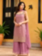 Lavender Shahara Set with Floral Sequince Work image main view