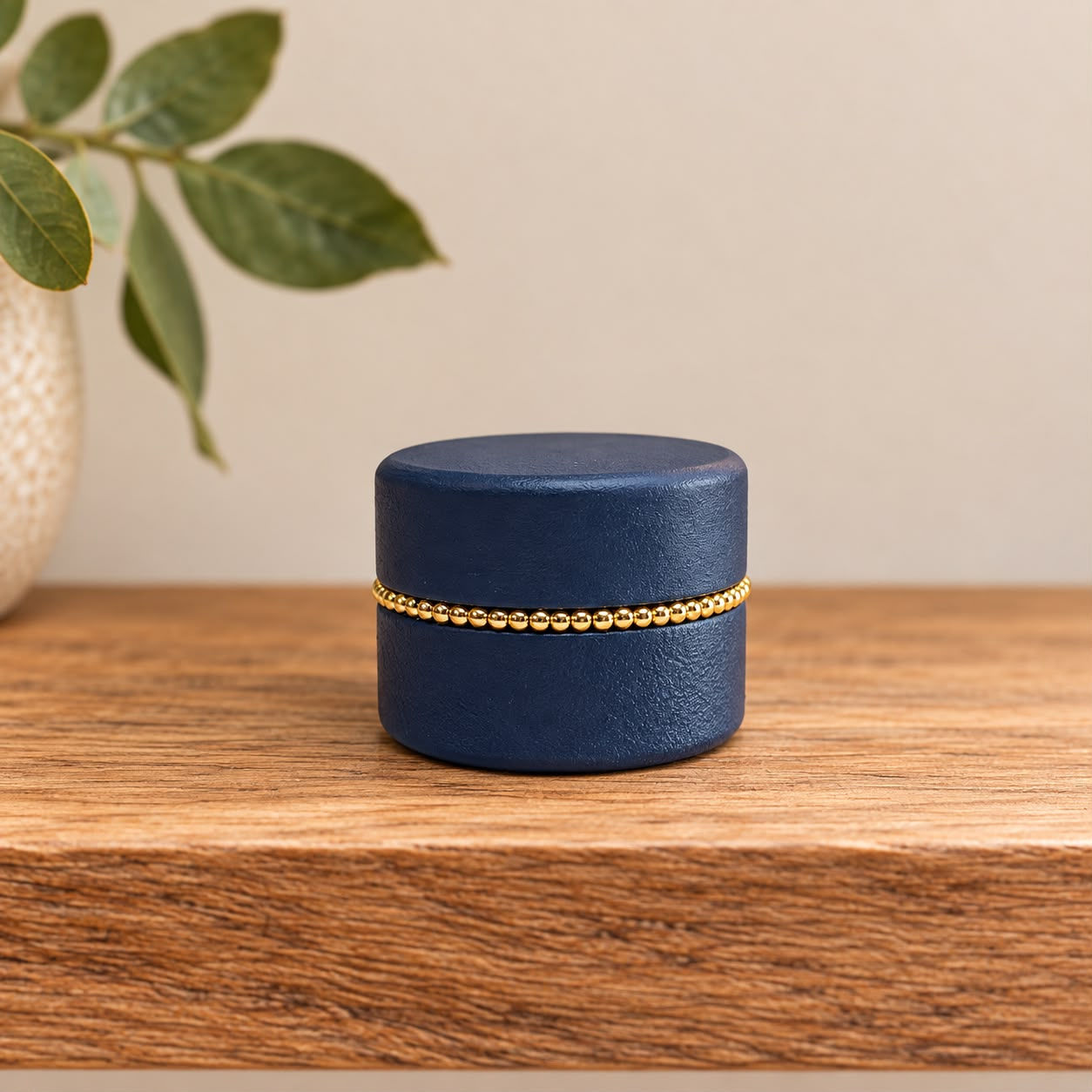 Beaded Navy Trinket Pot