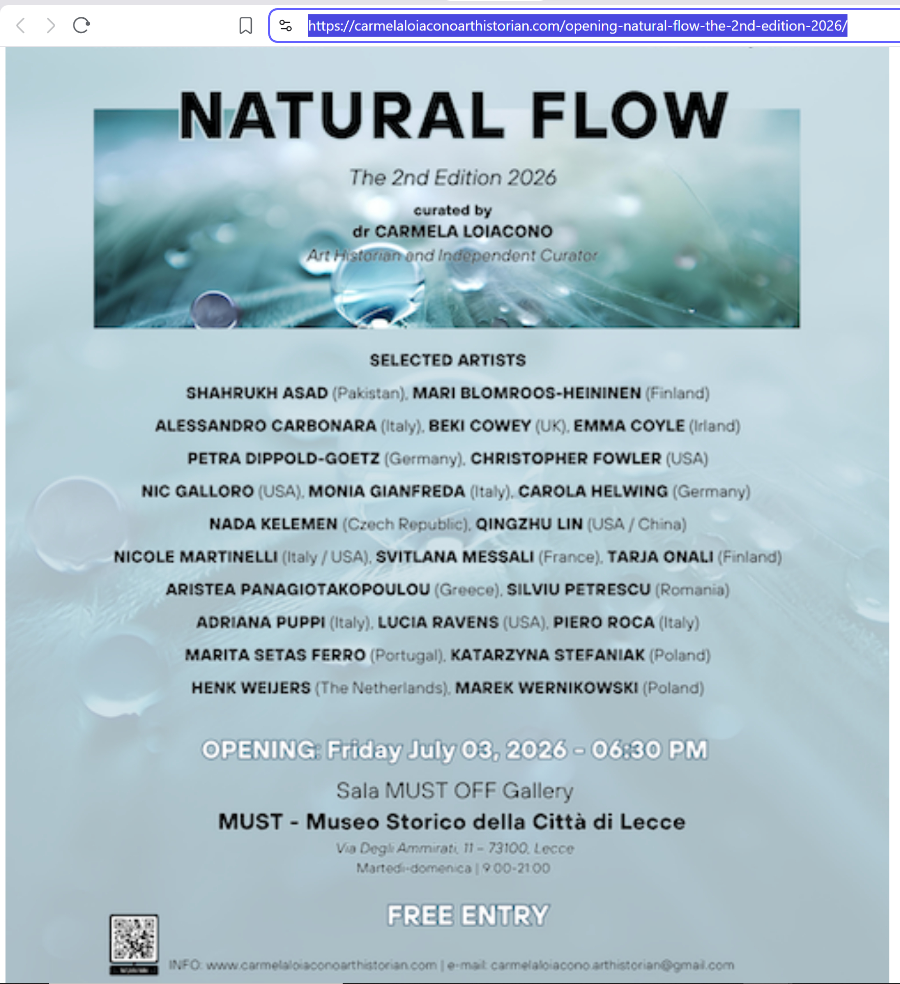 Natural Flow The 2nd Edition exhibition MUST Museum Lecce