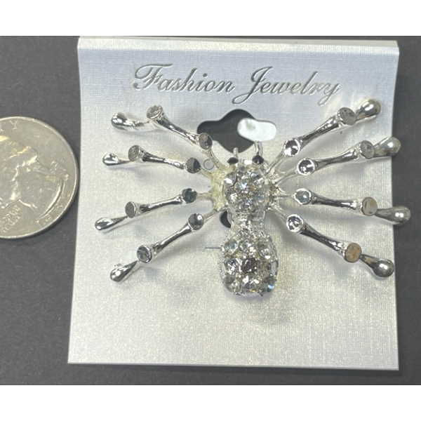 Thumbnail: SPIDER BROOCH WITH CLEAR/BLACK GEMS