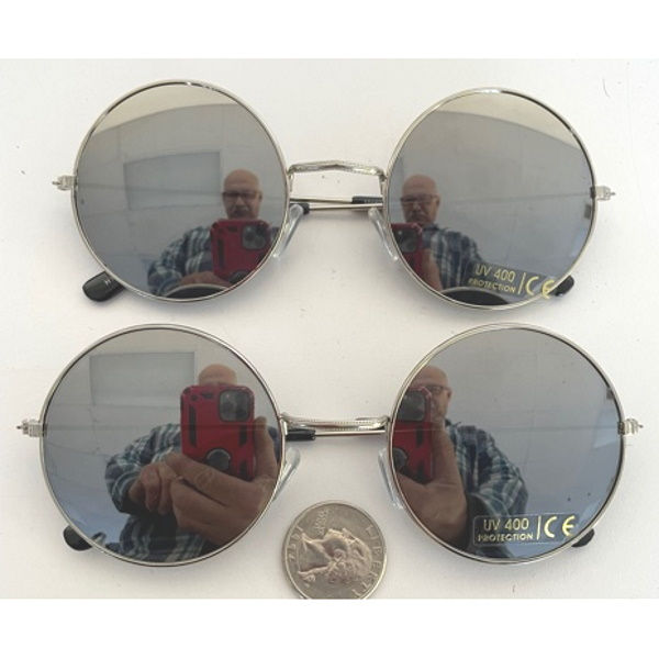 Thumbnail: XL LENNON STYLE WITH MIRROR LENS, SILVER FRAMES