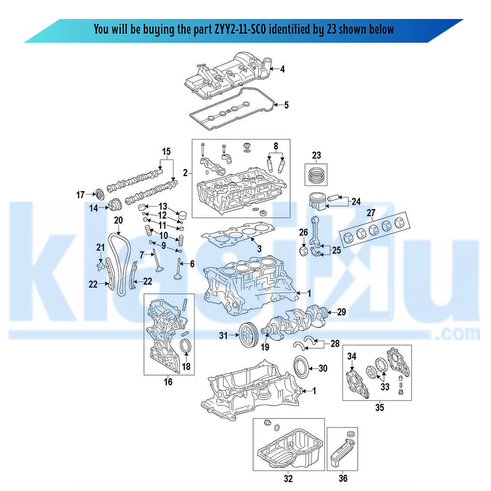Thumbnail: OEM Engine Piston Ring Set 78mm STD for 1.5L Mazda 2 (2011-2014)