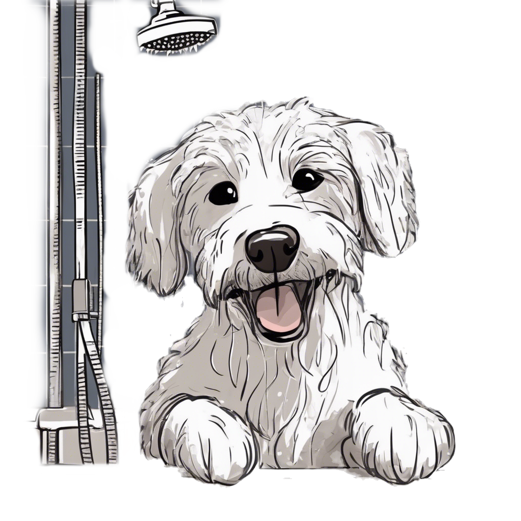 a cute dog getting a shower