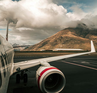 queenstown airport looking from the airport window towards the mountains