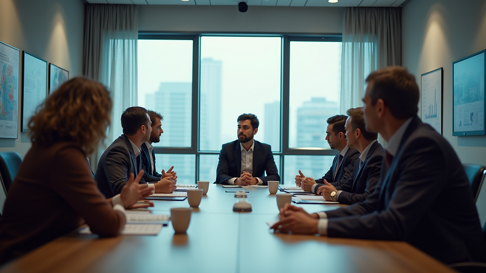 High angle view of a conference room during a professional HR session