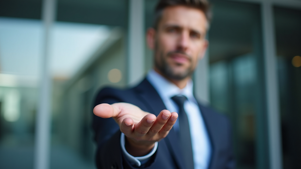 Close-up view of a professional consultant presenting HR solutions