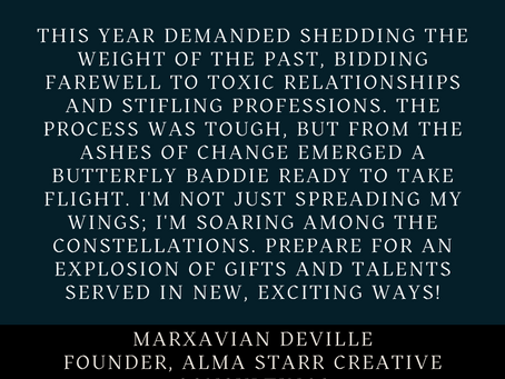 This year demanded shedding the weight of the past, bidding farewell to toxic relationships and stifling professions. The process was tough, but from the ashes of change emerged a Butterfly Baddie!