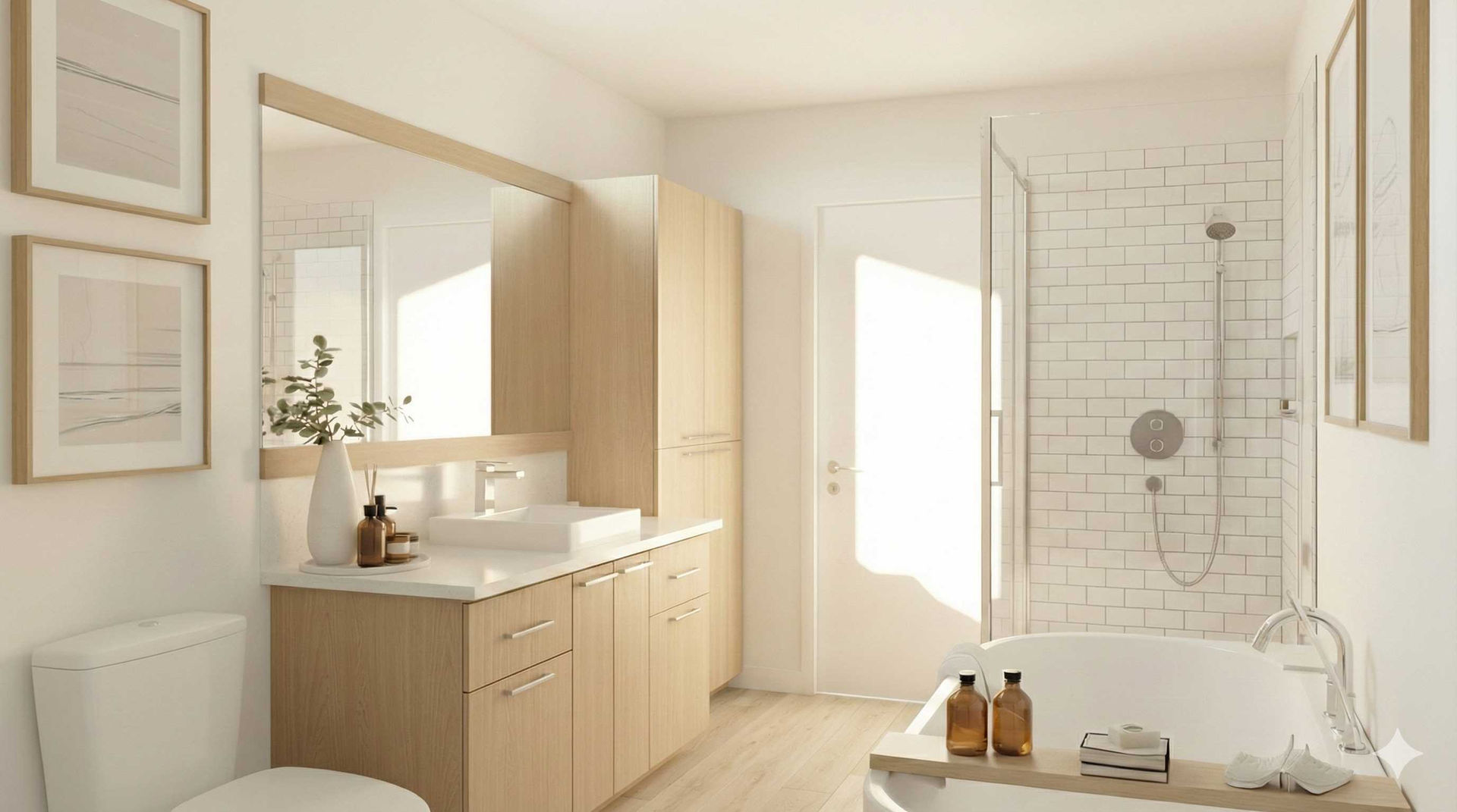 Salle de bain fonctionnelle dans un logement haut de gamme Le Carré W.