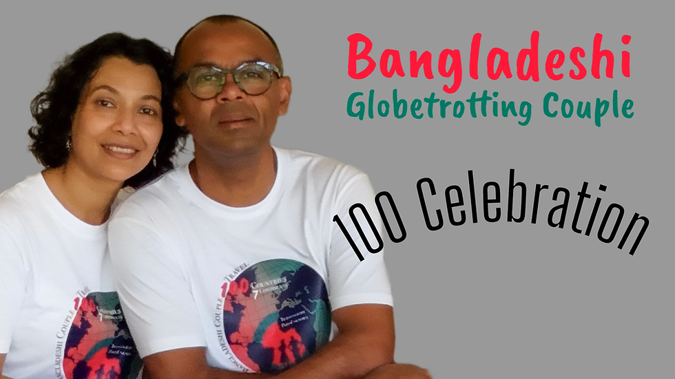 Bangladeshi globetrotters celebrate visiting 100 countries with a joyful moment in Bali, Indonesia.
