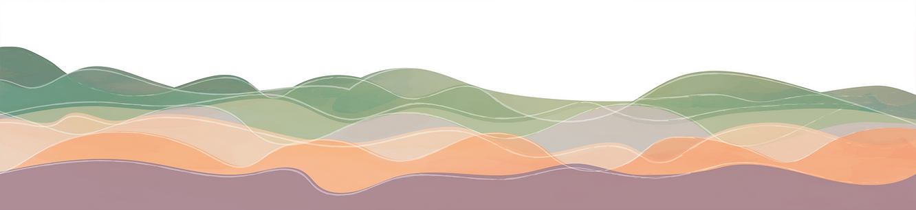 Upside Pilates landscape in our brand colours; represents Dunedin's landscape during sunrise