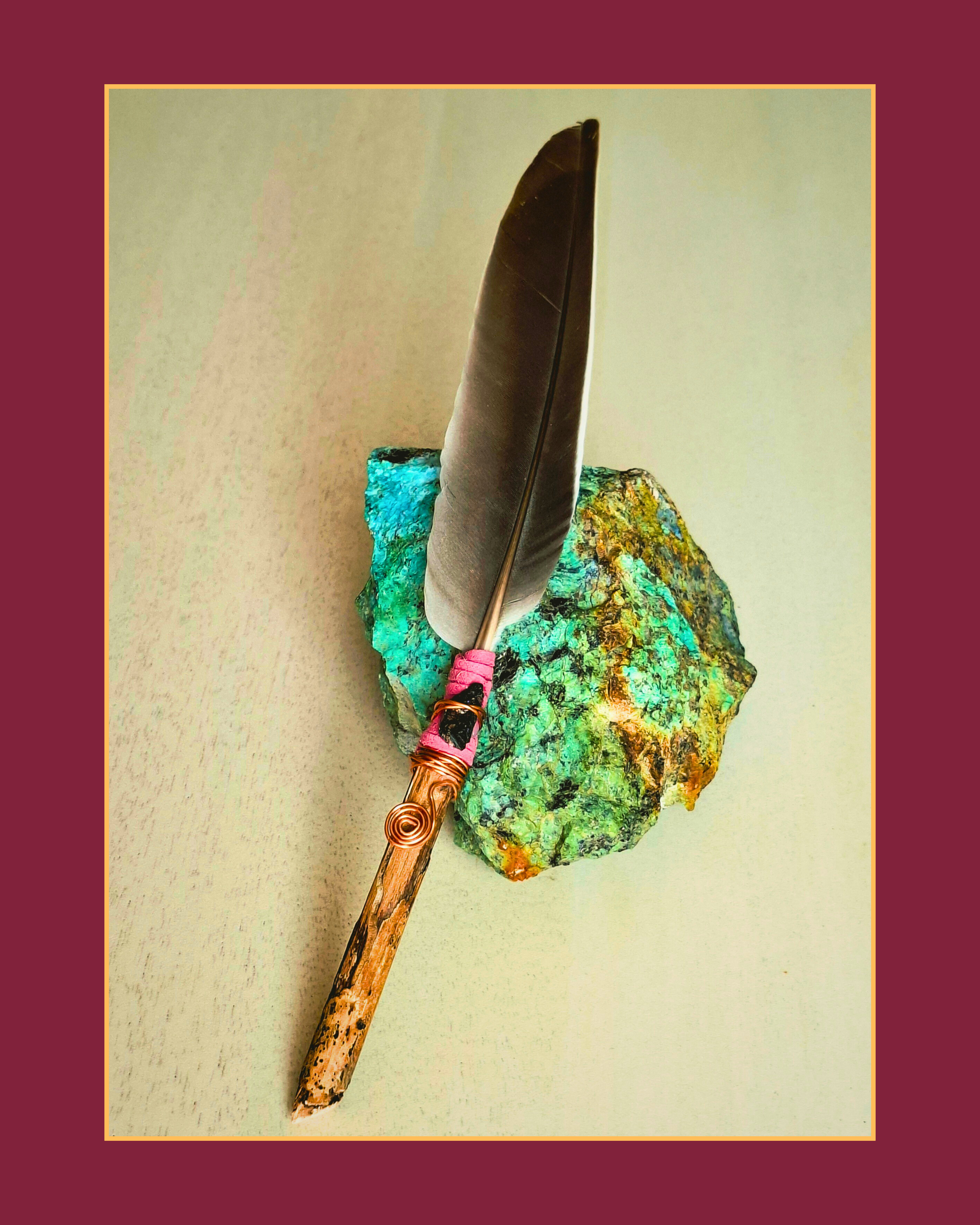 Single Wood Pigeon Feather Wand