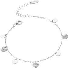 Bracciale argento con cuori pendenti