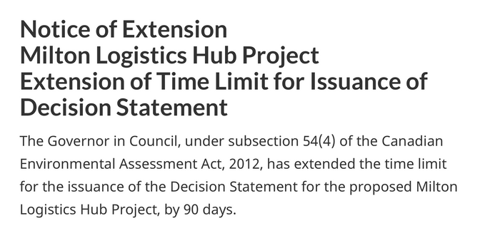 90 day extended time limit for issuance of the Decision Statement