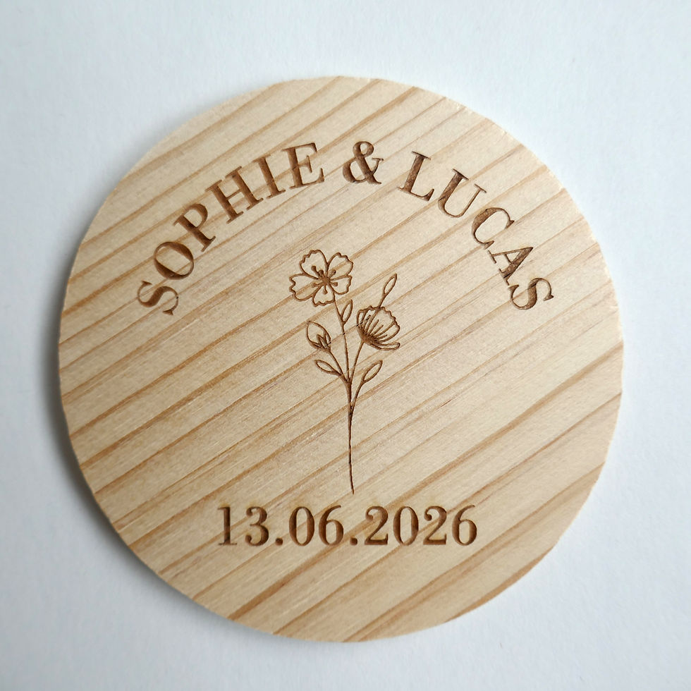 Miniature : Sous-Verre en Bois Gravé Personnalisé Collection Florale