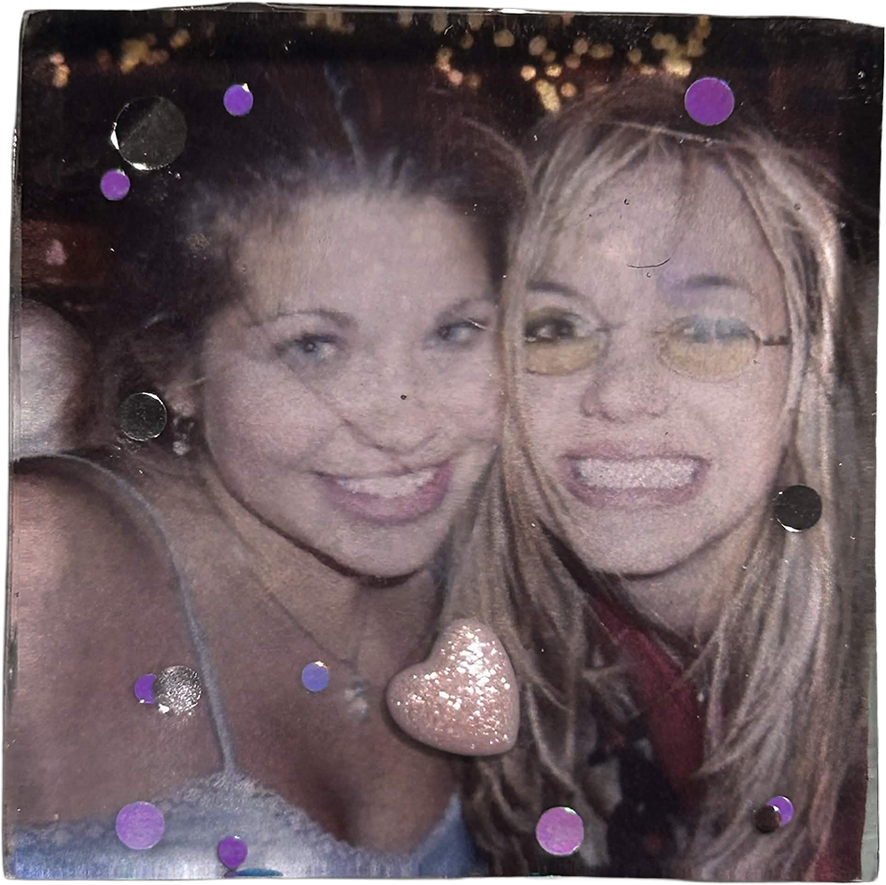 square glossy resin magnet with danielle fishel and britney spears together with glitter
