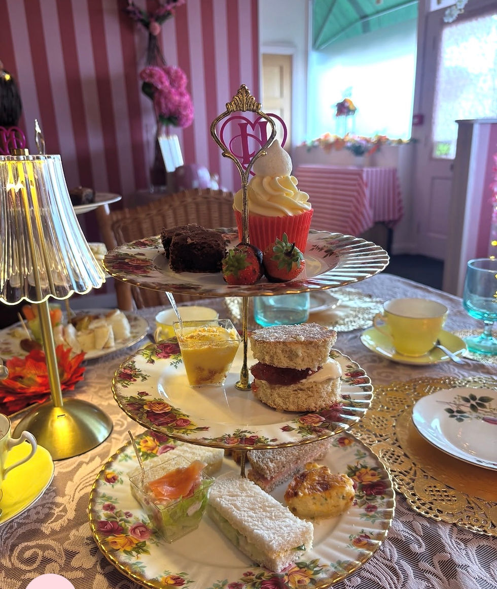 Eye-level view of a cozy festive setting with twinkling lights
