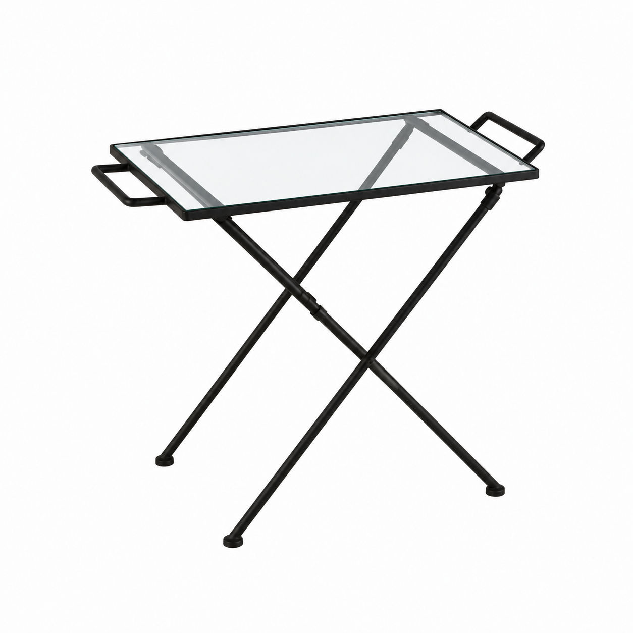 MESA LATERAL FERRO E  TAMPO EM VIDRO