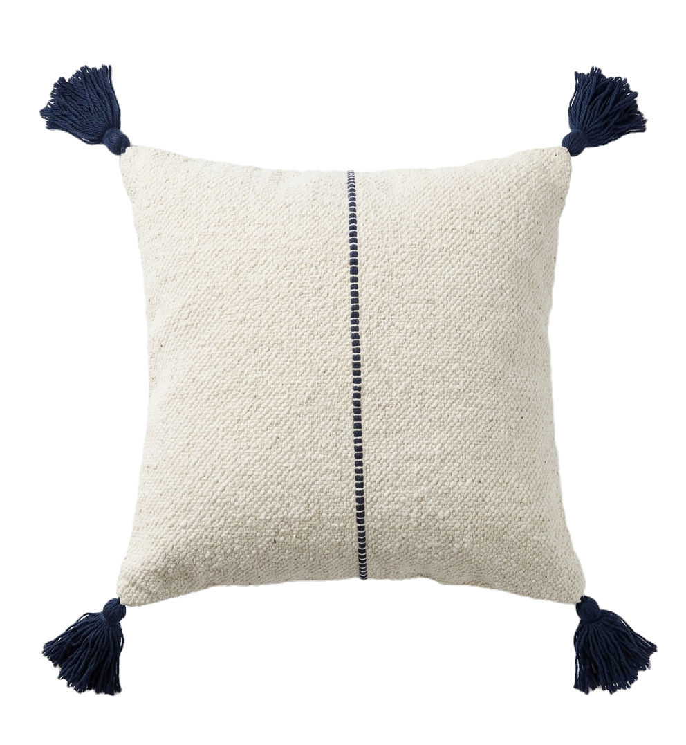 ALMOFADA CRU C/ PINGENTE AZUL MARINHO - 50X50