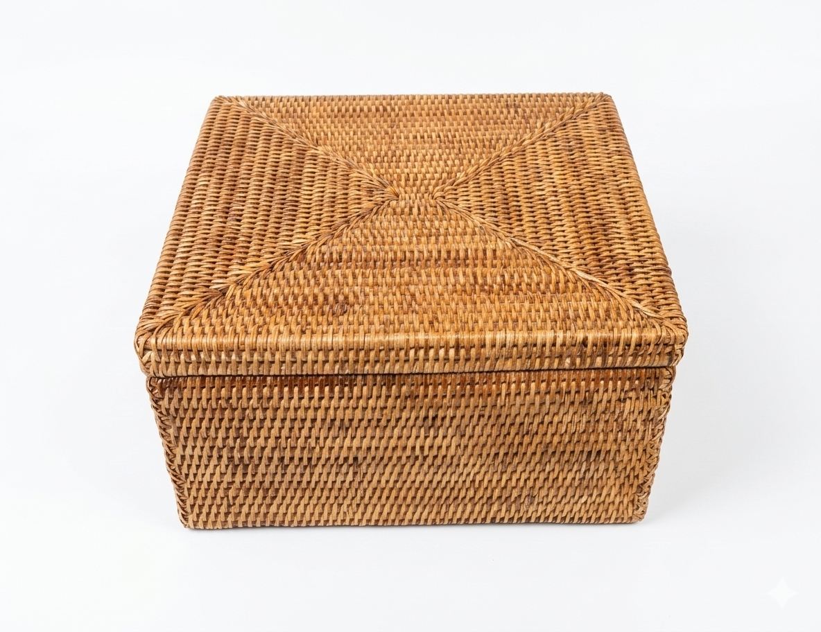 CAIXA QUADRADA EM FIBRA NATURAL