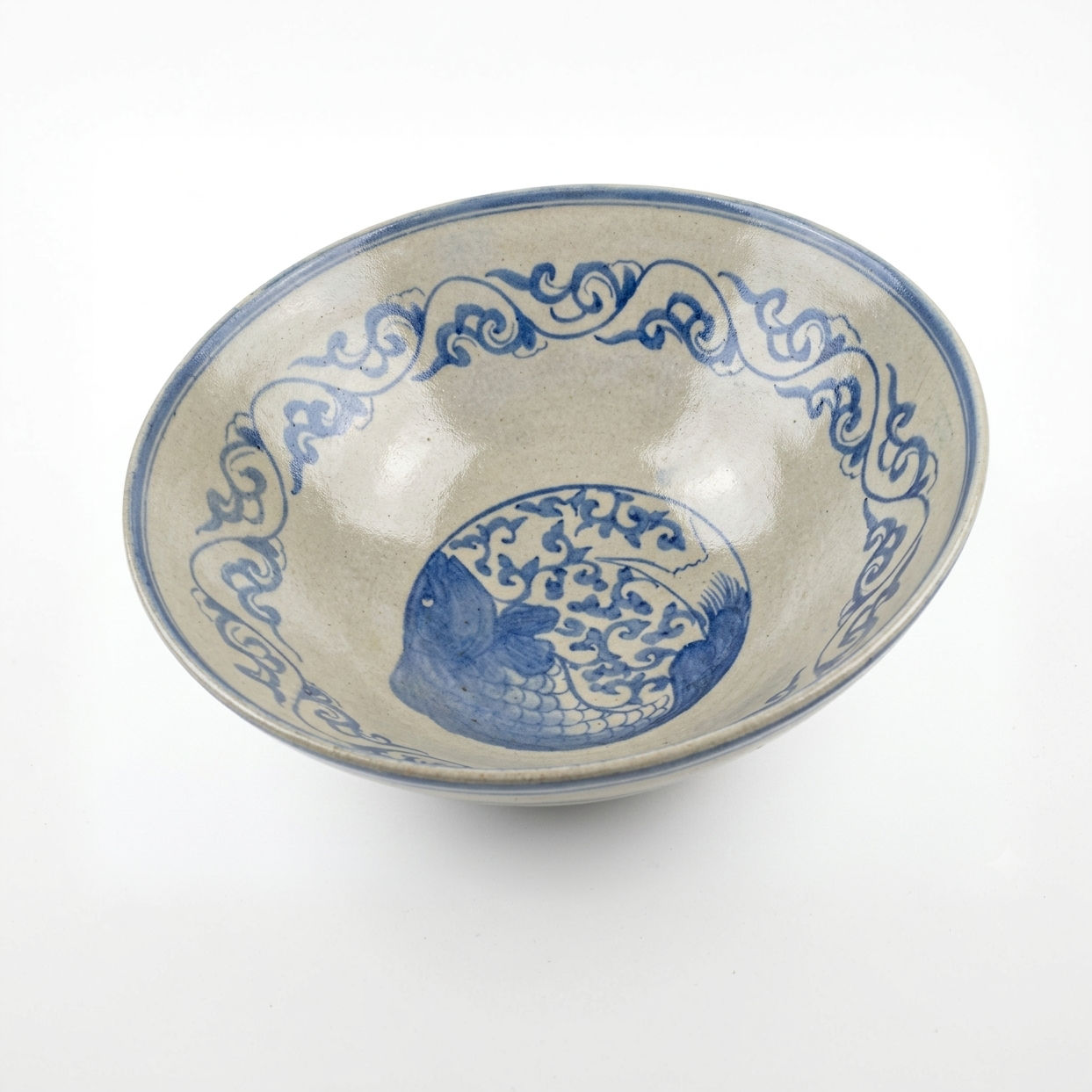 BOWL CERAMICA BRANCA COM AZUL