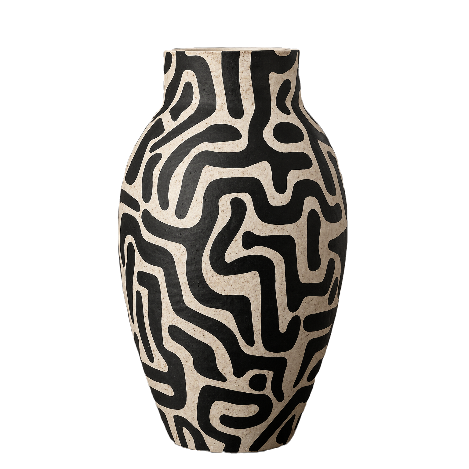 VASO GRANDE COM DESENHOS PRETO/CRU