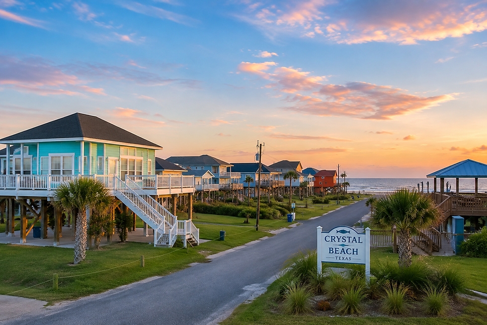 Crystal Beach TX beach houses near the Gulf Coast for private hibachi catering