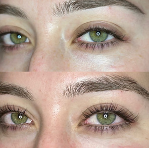 Before and After Image demonstrating results of Standalone Lash Lift Treatment