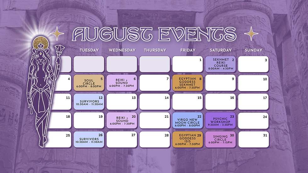 AUGUST EVENT TIMETABLE MAGICK + SOUL HEALING STUDIO MAITLAND