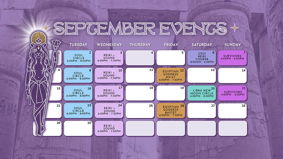 SEPTEMBER EVENT TIMETABLE MAGICK + SOUL HEALING STUDIO MAITLAND
