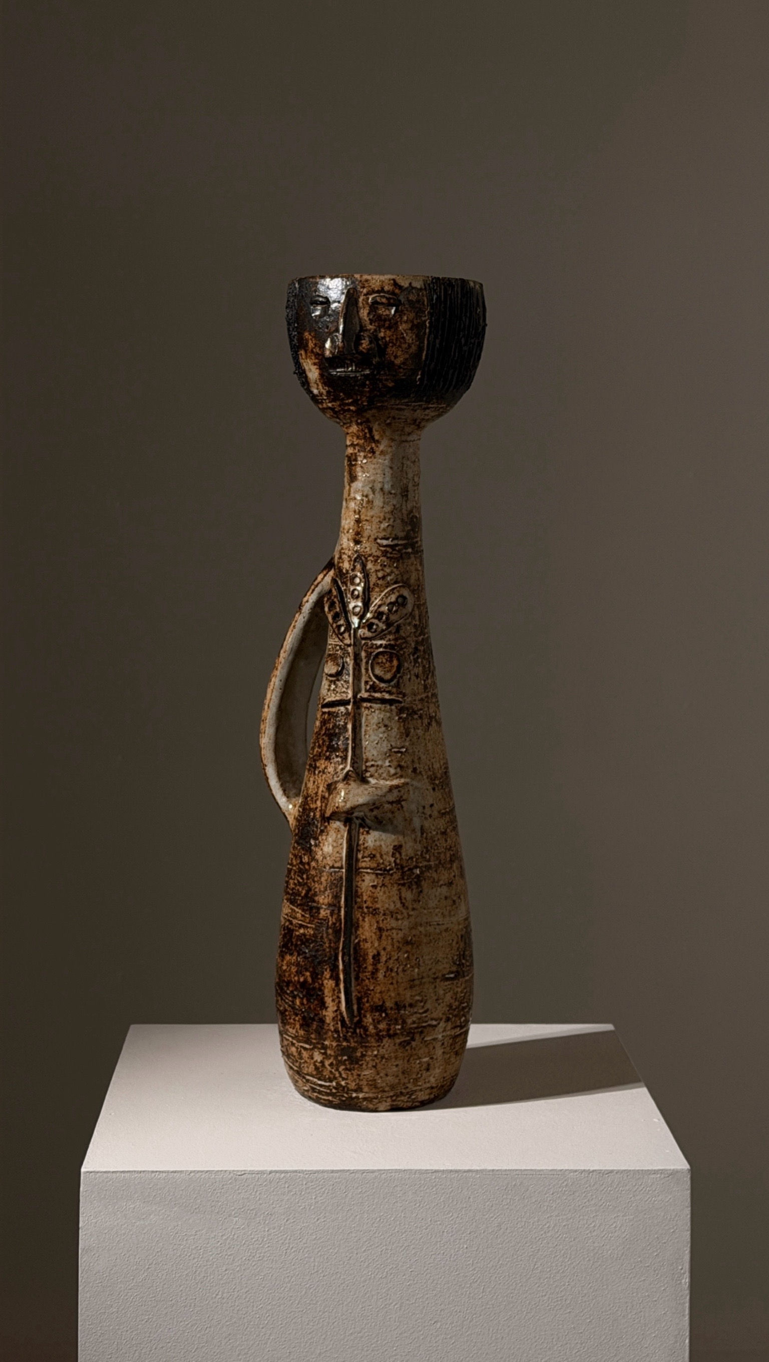 XL anthropomorphic pitcher by Jacques Pouchain