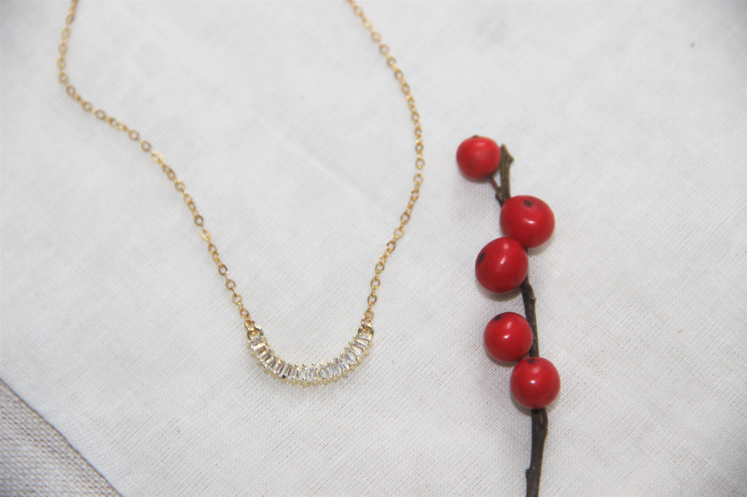 Elegant & Timeless Micro Pave  Crystal Gold Necklace