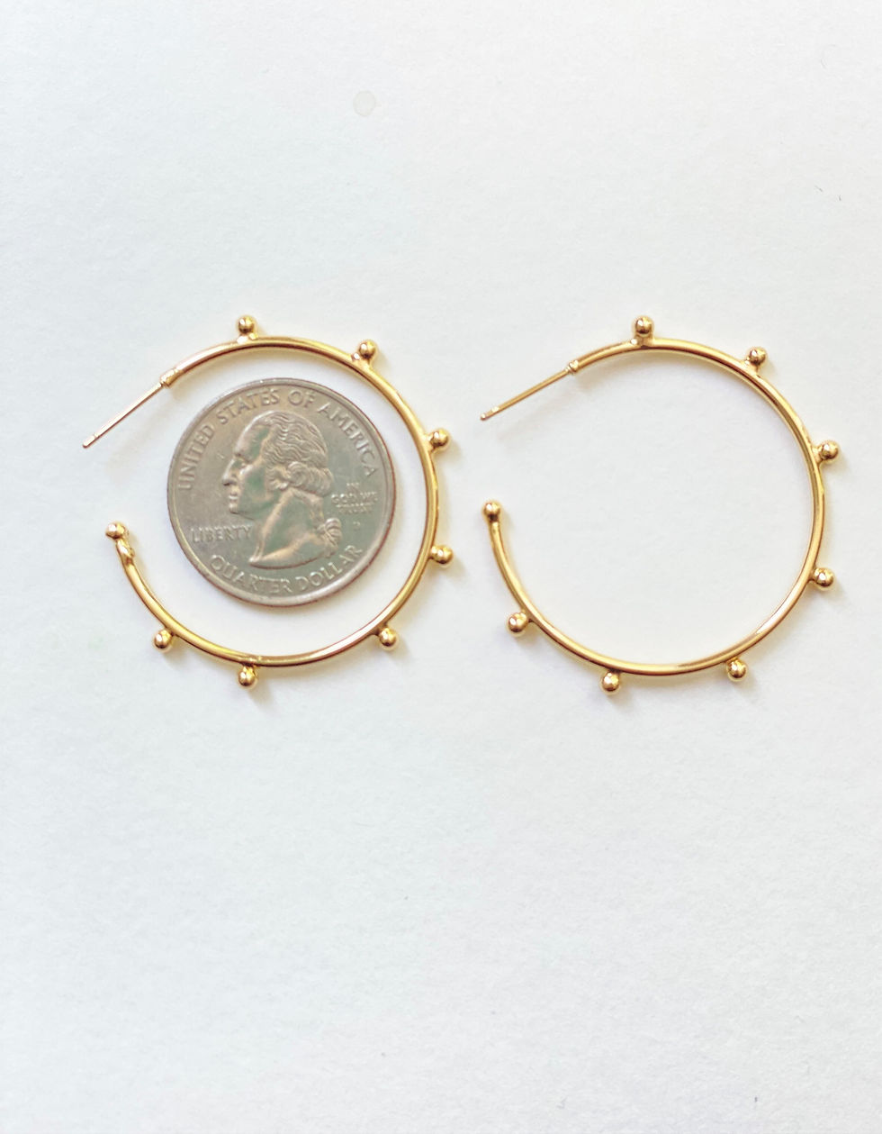 Thumbnail: Large 18K Gold Ball Hoop Earrings