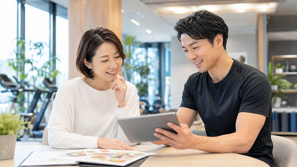 食事プランの相談を受ける女性とトレーナー