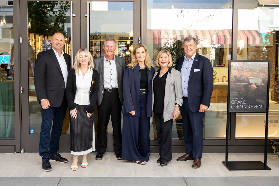 The Kohler team at the opening ceremony with Mayor Stevenson and Chamber or Commerce, President Susan Baker.