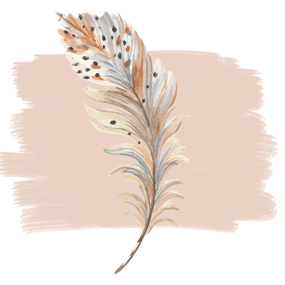Gray and cream boho feather 