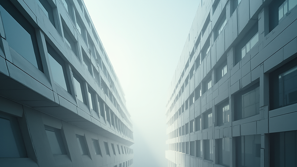 Vista aérea de un edificio moderno con diseño digital