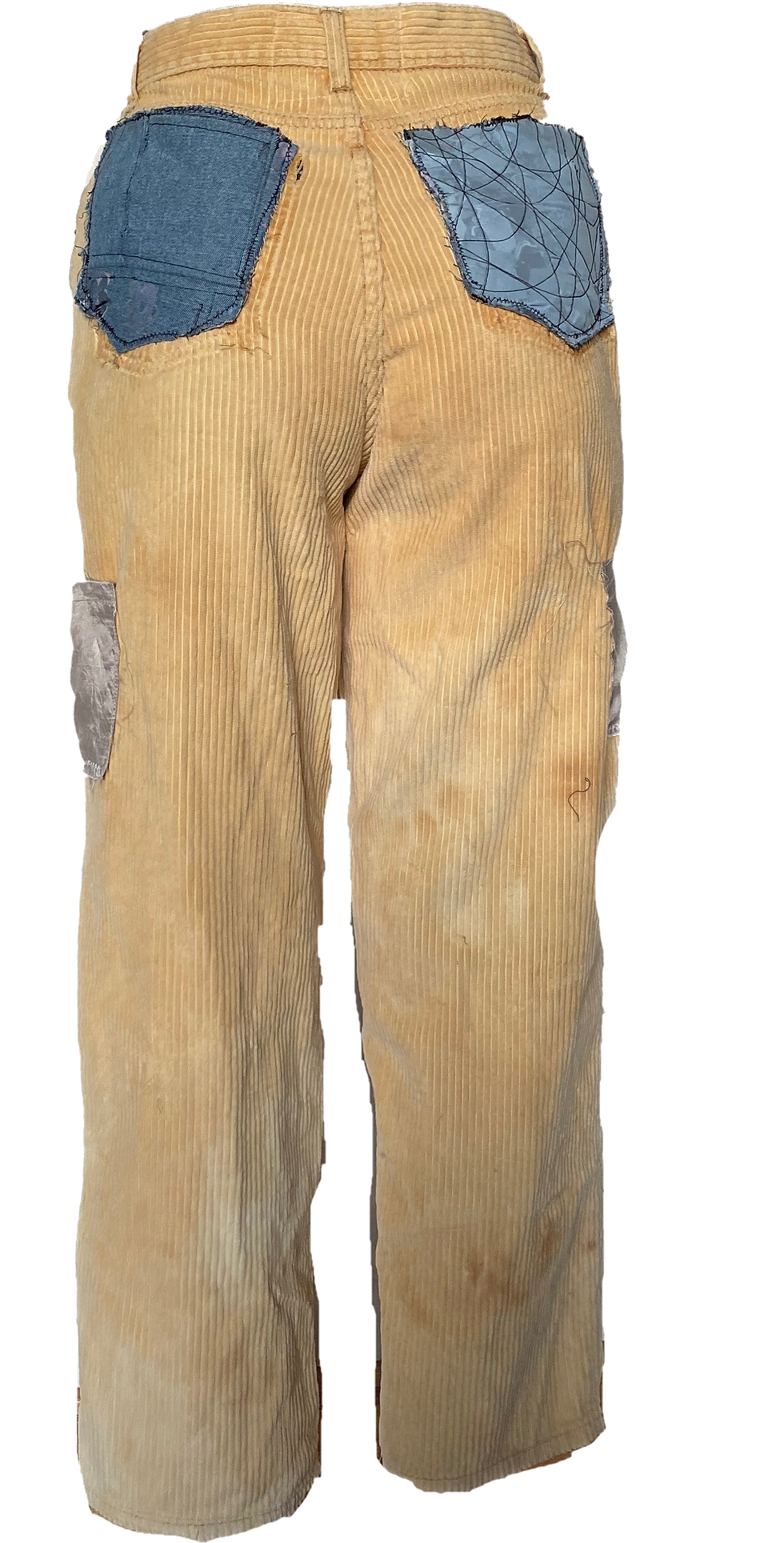 Thumbnail: yellow corduroy cargo pants with patchwork pockets