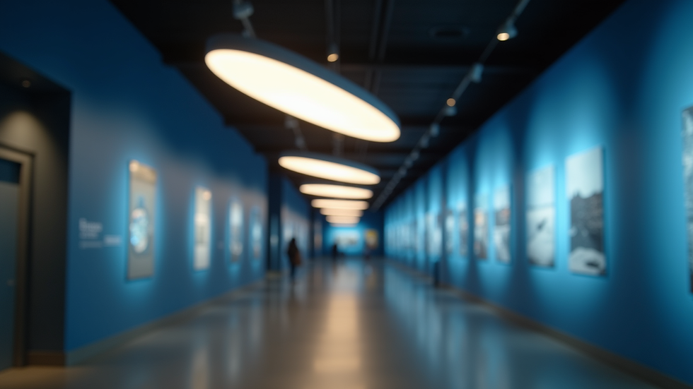 Close-up view of LED lighting fixtures used in a museum exhibit