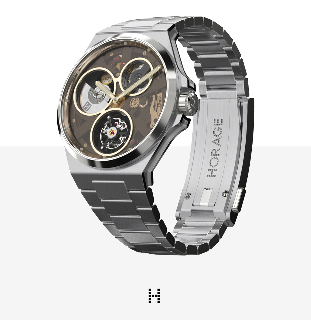 Horage Autark Tourbillon Bubbles Smokey Bourbon: angled bracelet view