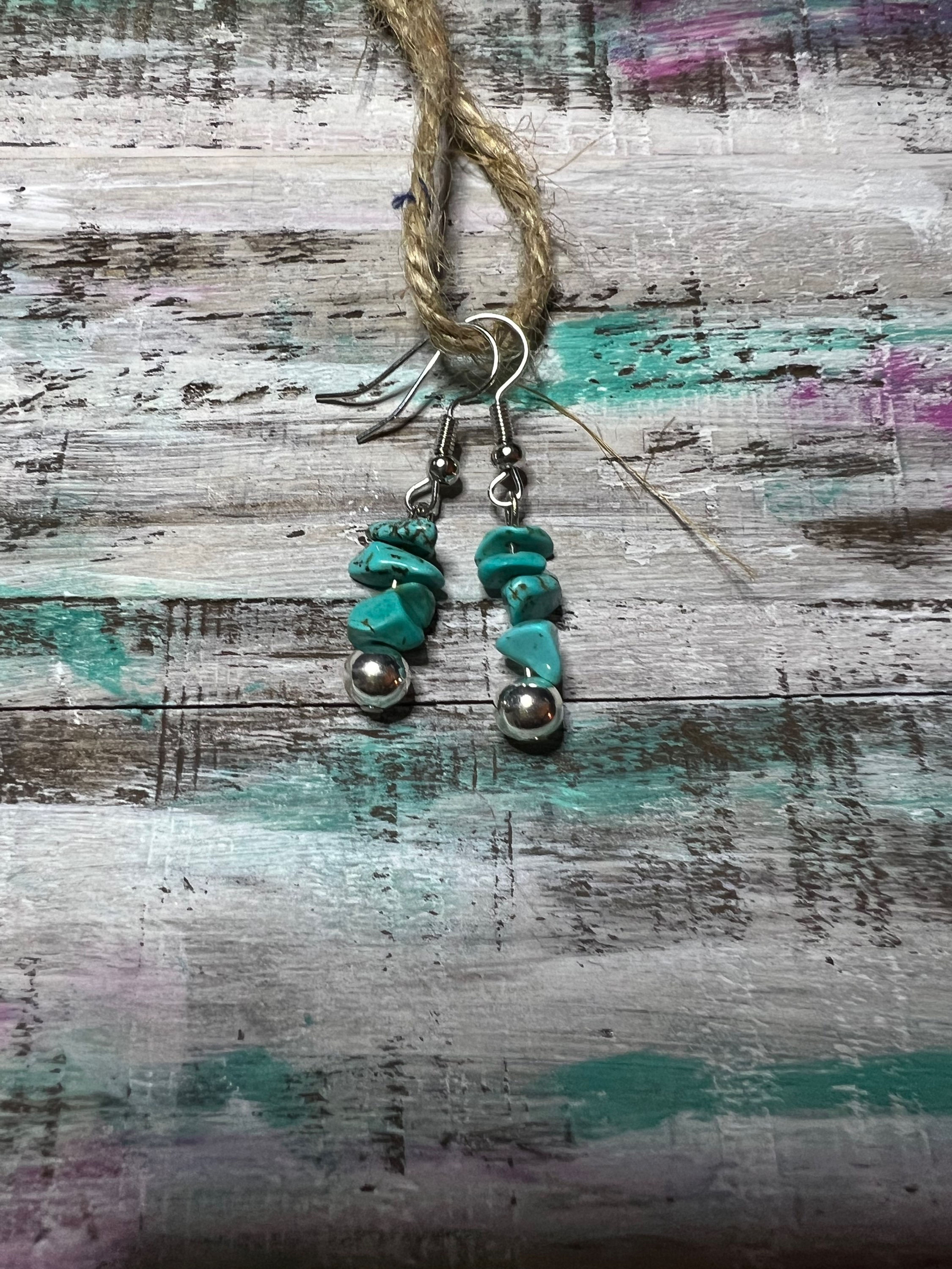 Turquoise Howlite & Silver Bead Earrings 
