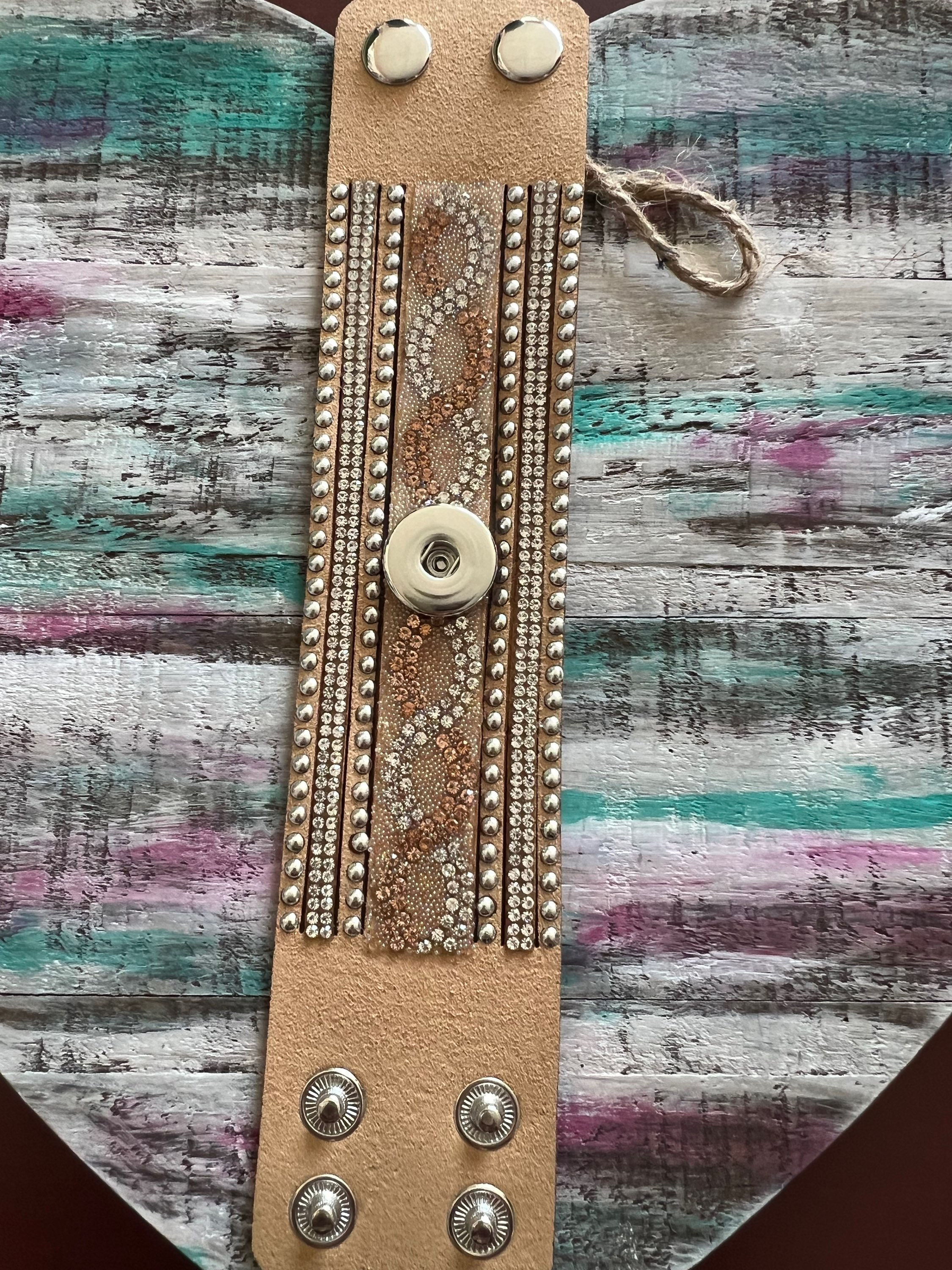 Boho Wide Tan Snap Bracelet